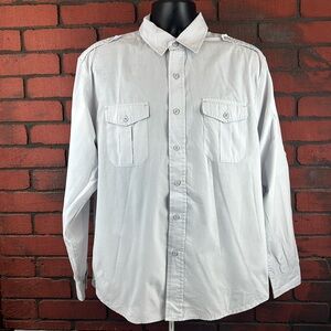 Bruno Mens Off White Men's Casual Button Down‎ Large